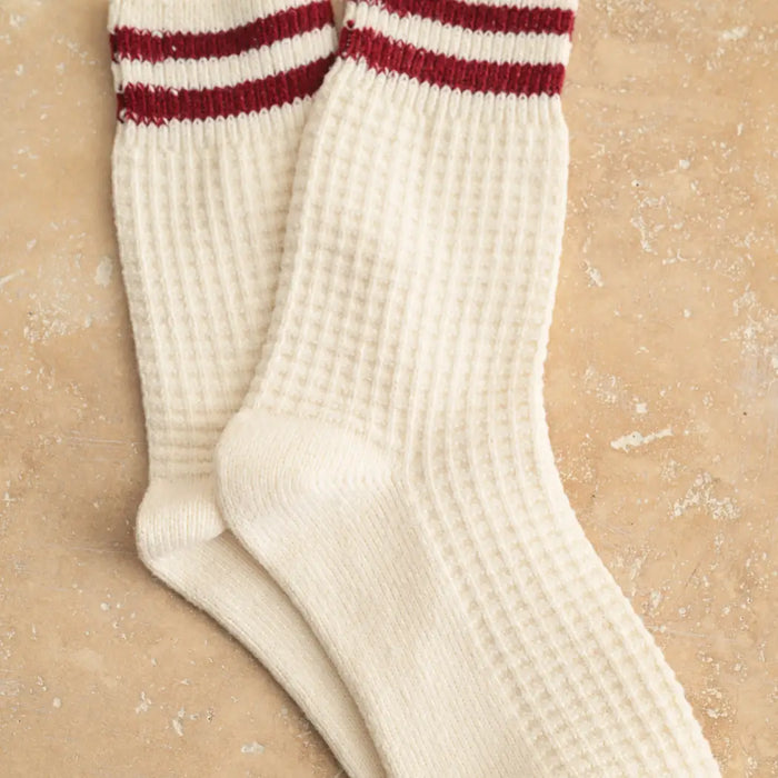 Waffle Pattern Striped Socks