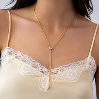 18K Gold Baguette Lariat Necklace