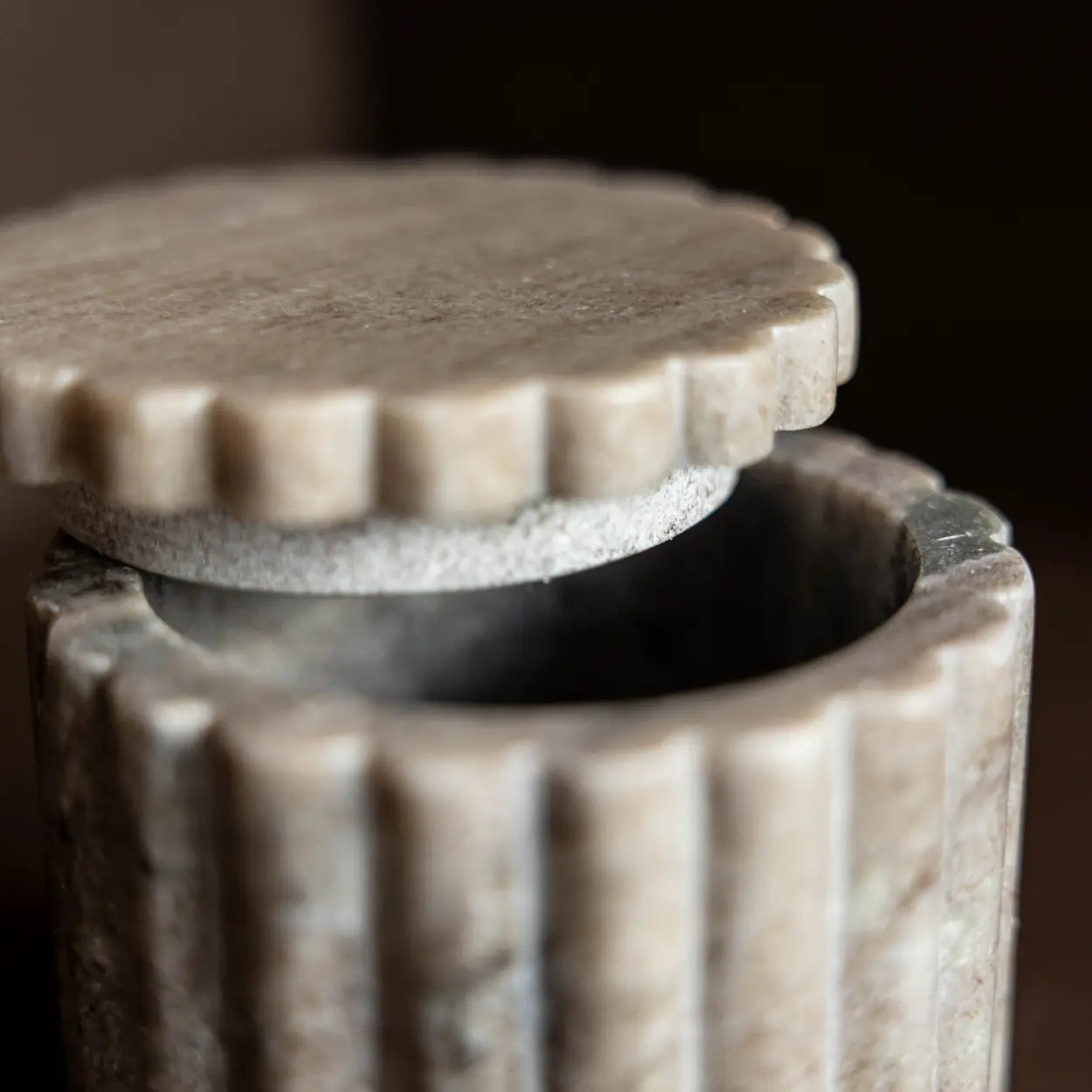 Gray Marble Fluted Jar