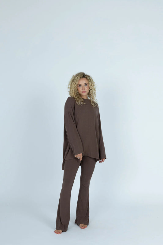 All Weekend Long Pant Set Long Sleeve Espresso
