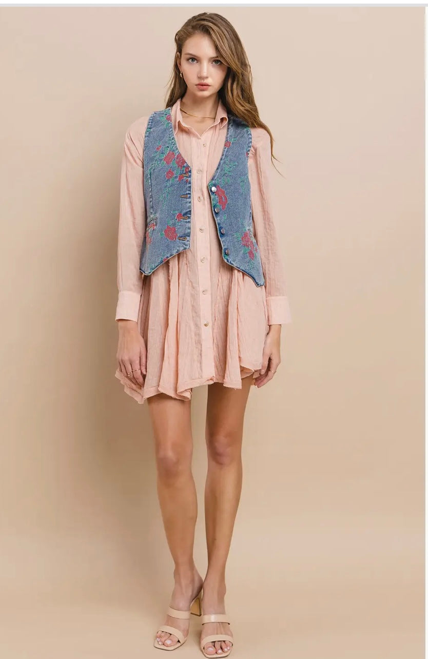 Rose Embroidered Vest