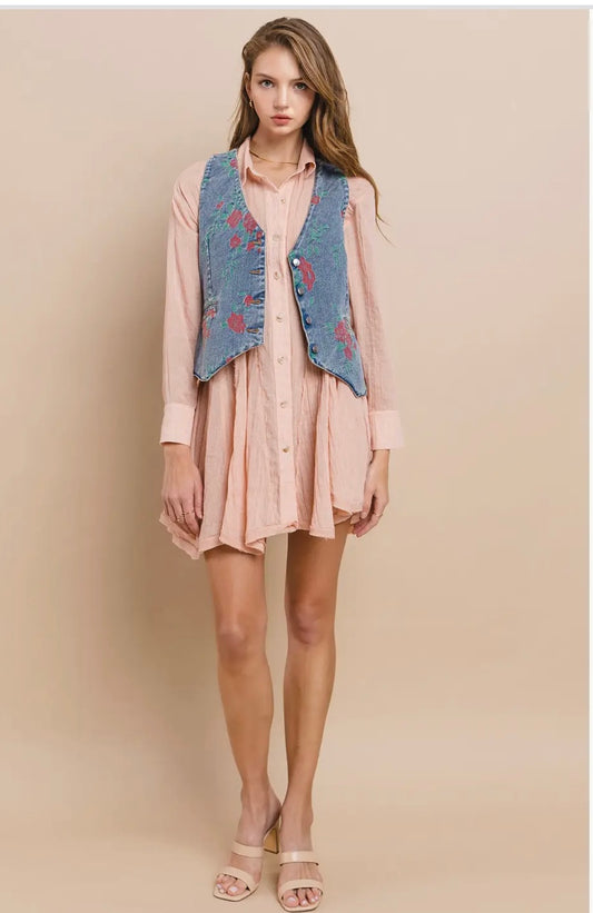 Rose Embroidered Vest