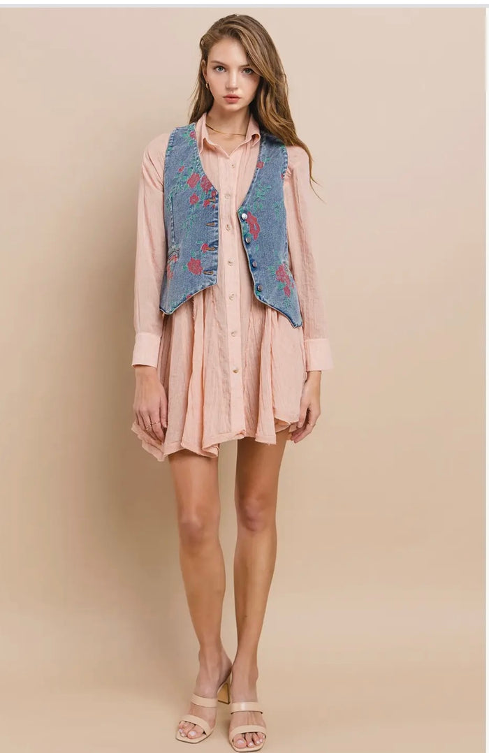 Rose Embroidered Vest