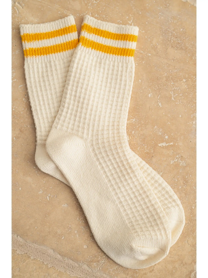Waffle Pattern Striped Socks