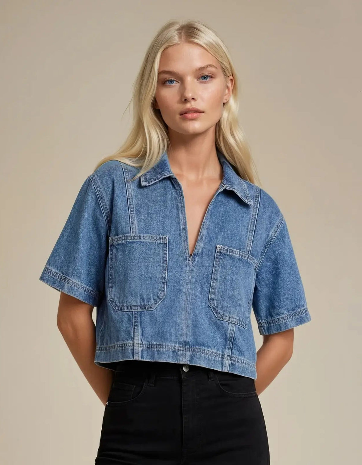 Cropped Denim Top