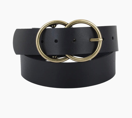Double Circle Buckle Leather