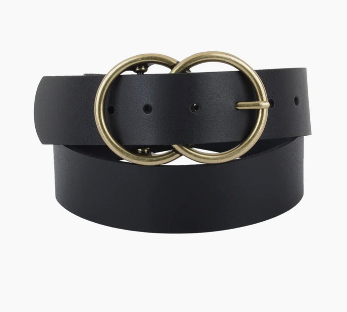 Double Circle Buckle Leather