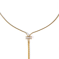 18K Gold Baguette Lariat Necklace