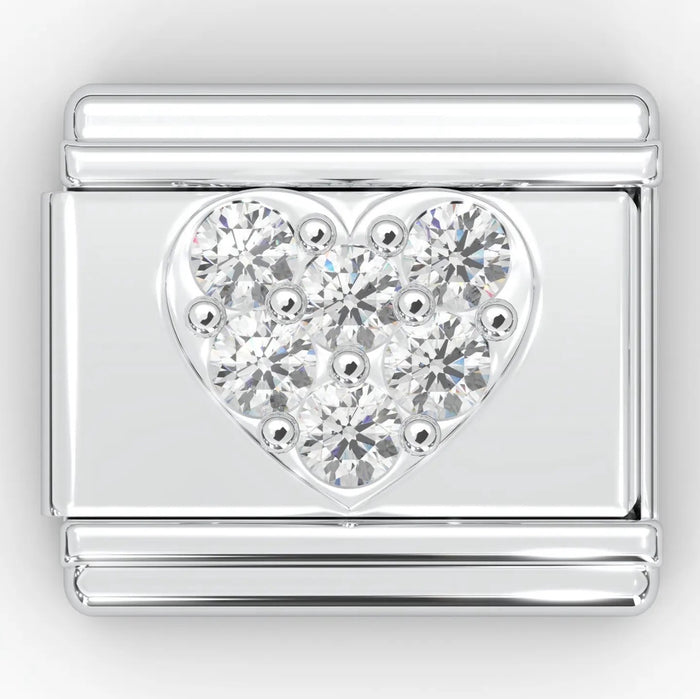 White Rhinestone Heart Charm