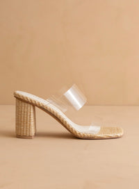 Sothe Francee | Natural Transparent Double Strap Raffia Heel