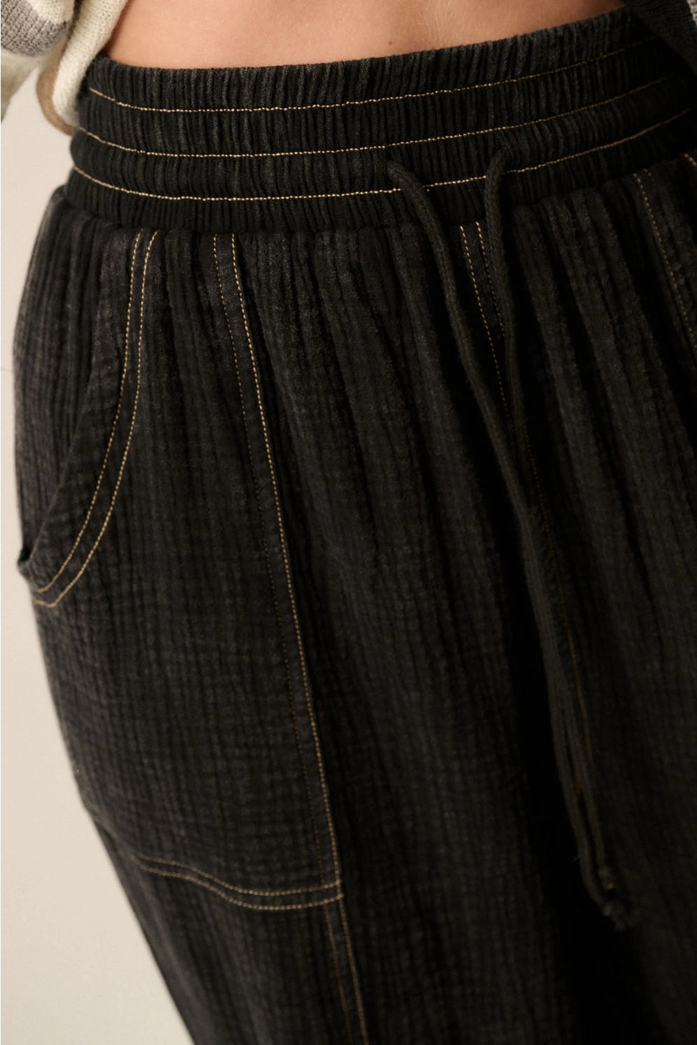 Mineral Washed Crinkle Cotton Parachute Pants