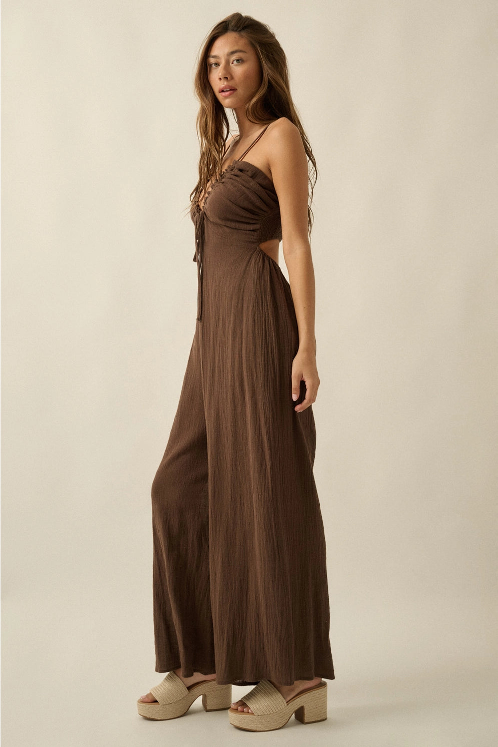 Gauze Halter Jumpsuit