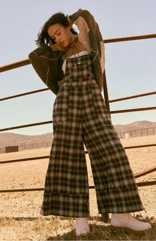Beth Flannel Wide-Leg Overall