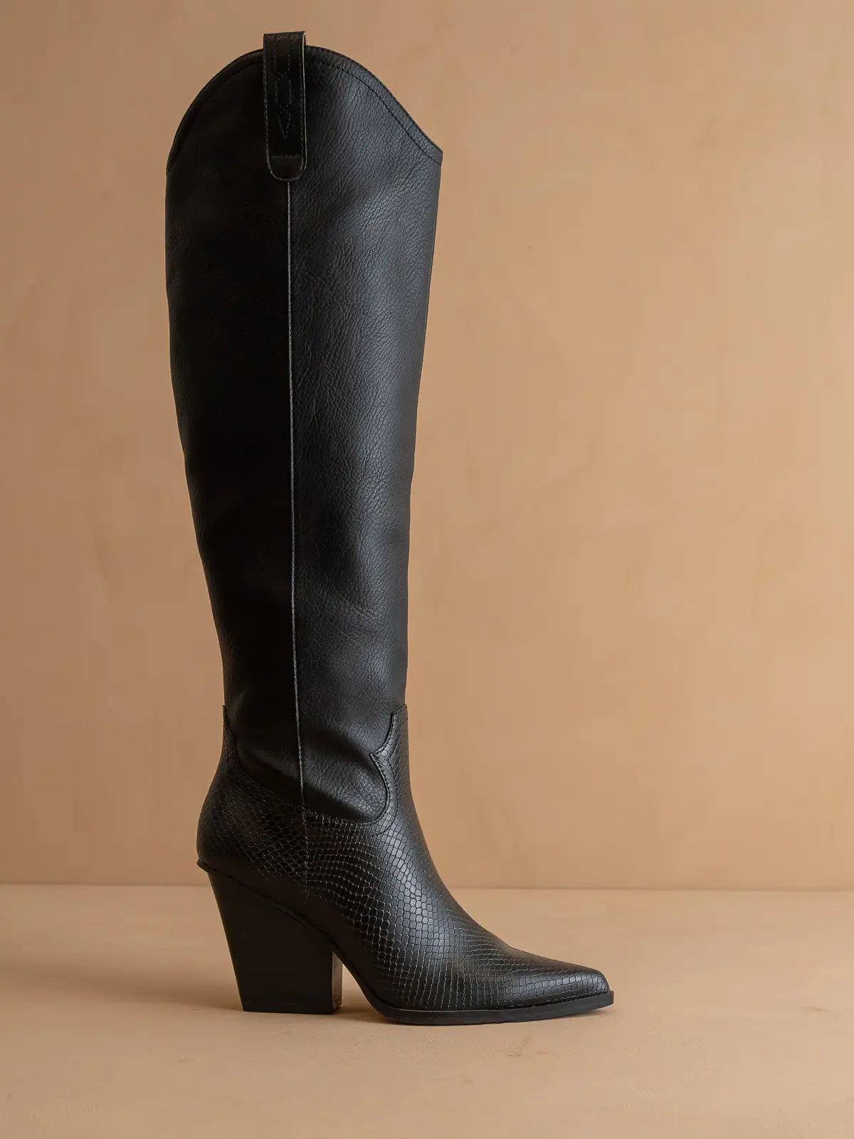 The Barcelona Black | Knee High Western Boot