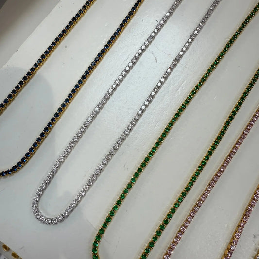 Tennis Choker Gold Green Emerald