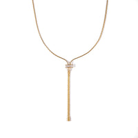 18K Gold Baguette Lariat Necklace