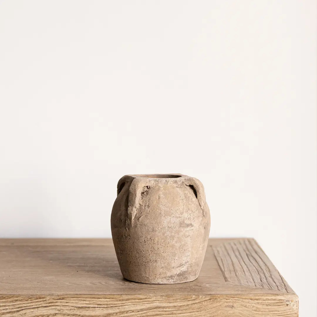 Blanc Beige Wash Vase with Handles Small