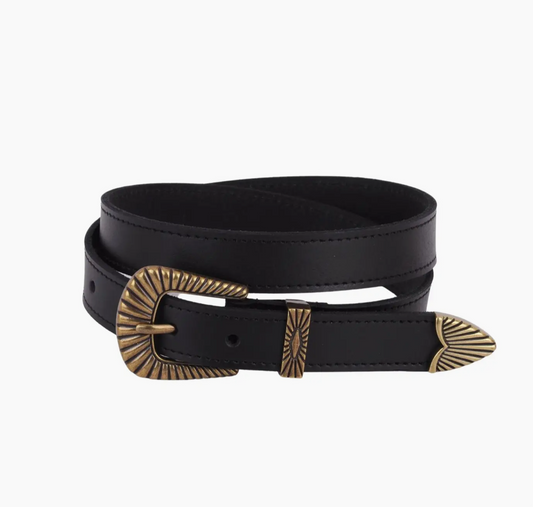 Bohemian Brass Buckle Leather Belt Set