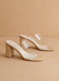 Sothe Francee | Natural Transparent Double Strap Raffia Heel
