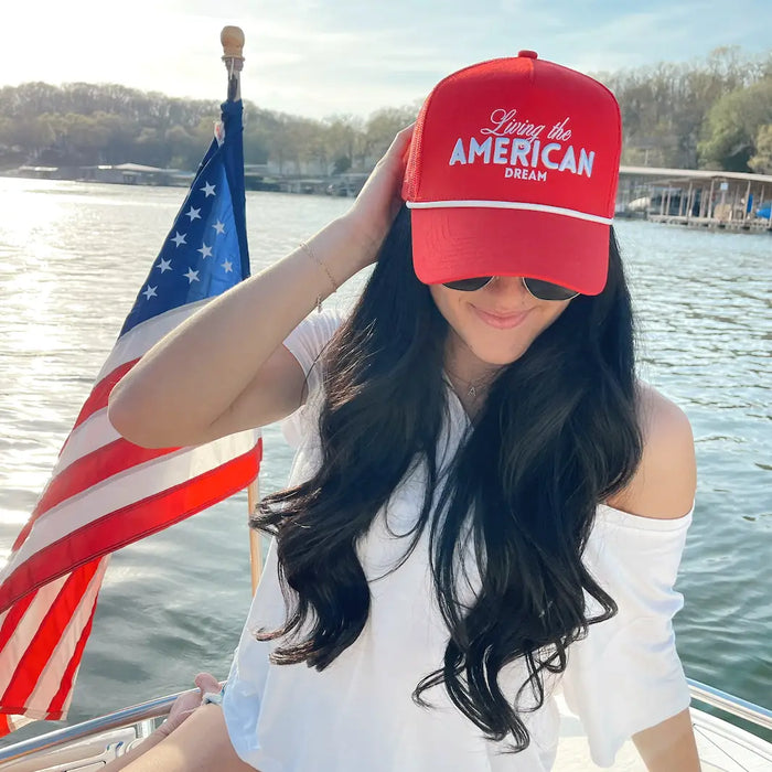 Living the American Dream - Red Vintage Trucker Hat
