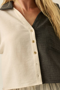 Woven Colorblock Button-Up