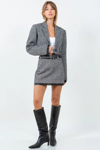 Houndstooth Raw Edge Contrast Hemming Jacket