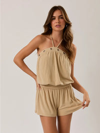 Eyelet Halter Neck Playsuit