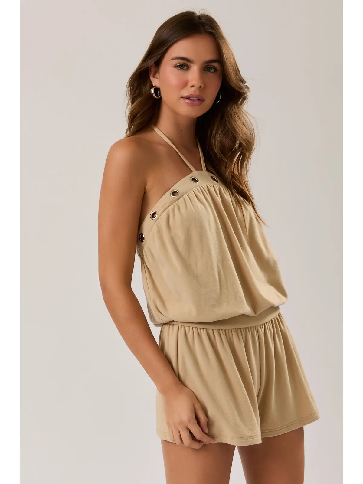 Eyelet Halter Neck Playsuit