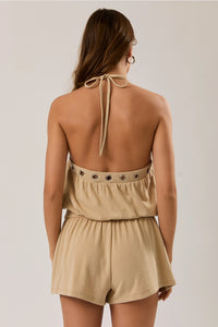 Eyelet Halter Neck Playsuit