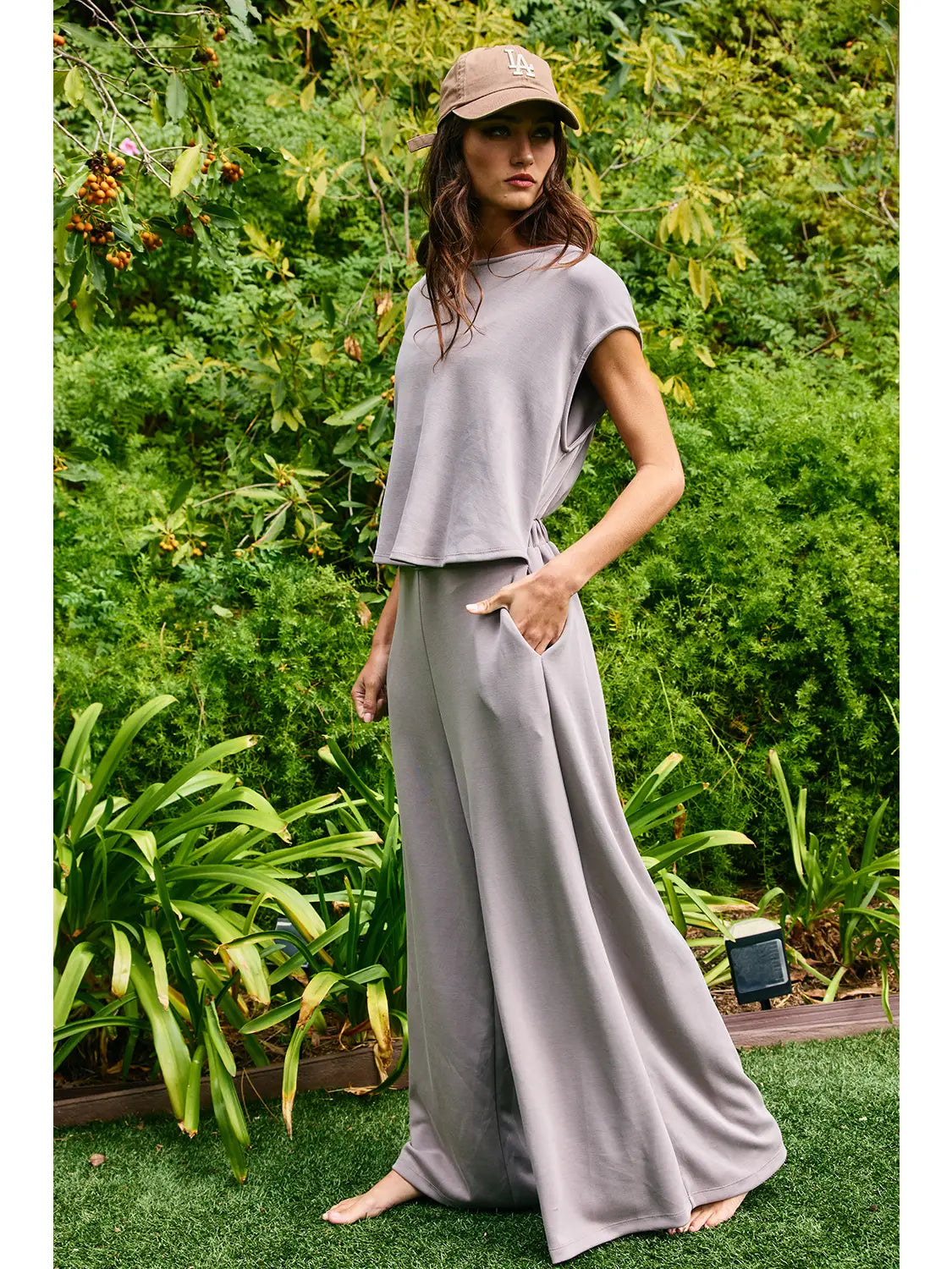 Solid Scuba Open Front Wide Leg Jumpsuit