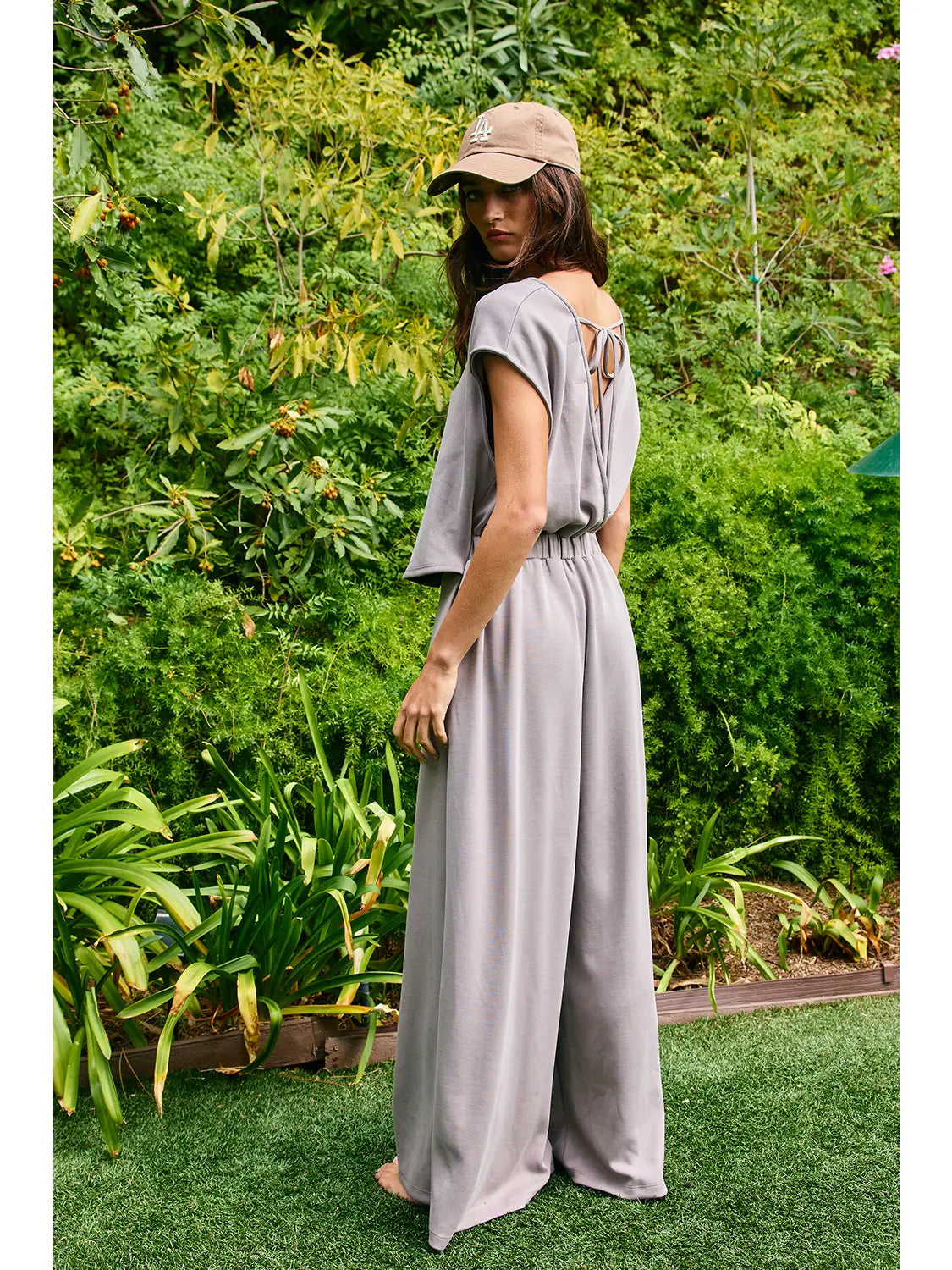 Solid Scuba Open Front Wide Leg Jumpsuit