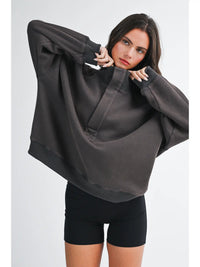 Snap Neck Pullover Sweatshirt