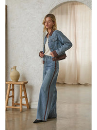 Denim Jacket with Faux Suede Contrast