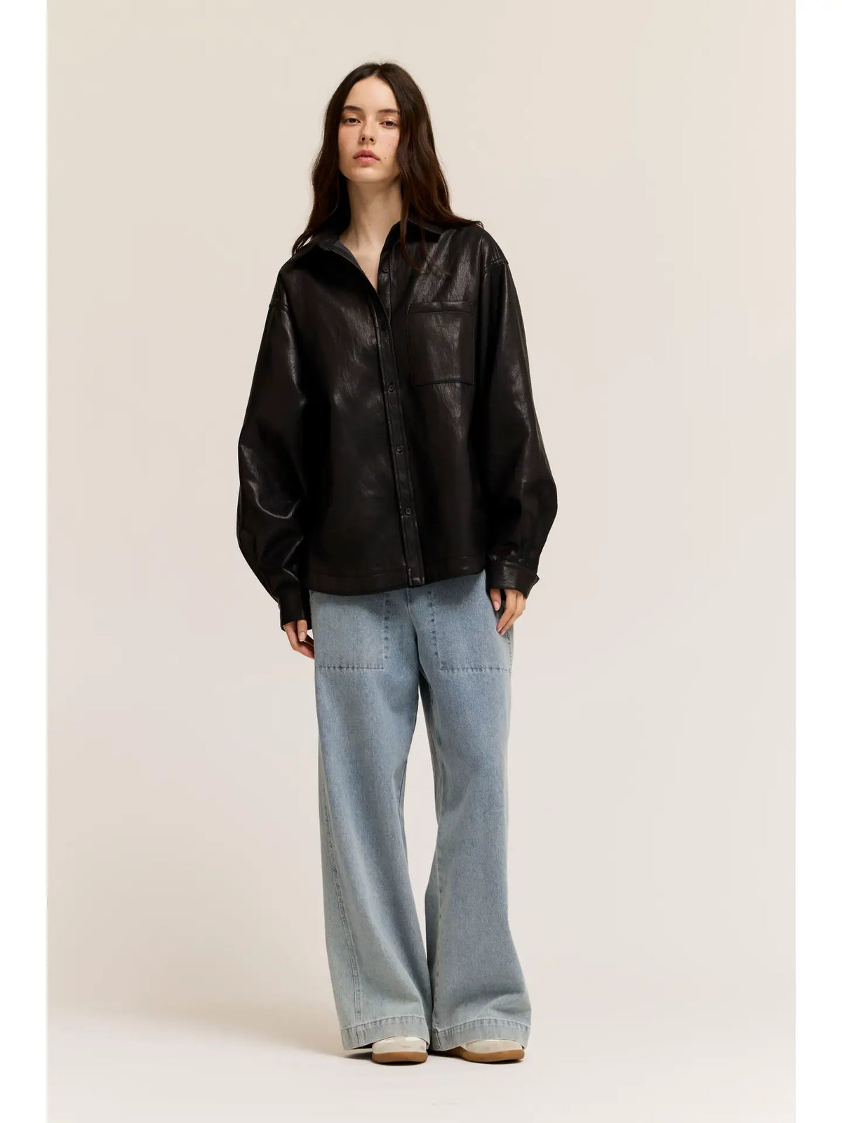 Vegan Leather Oversized Shirt