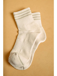 Soft White Ankle Socks with Pastel Stripe Details