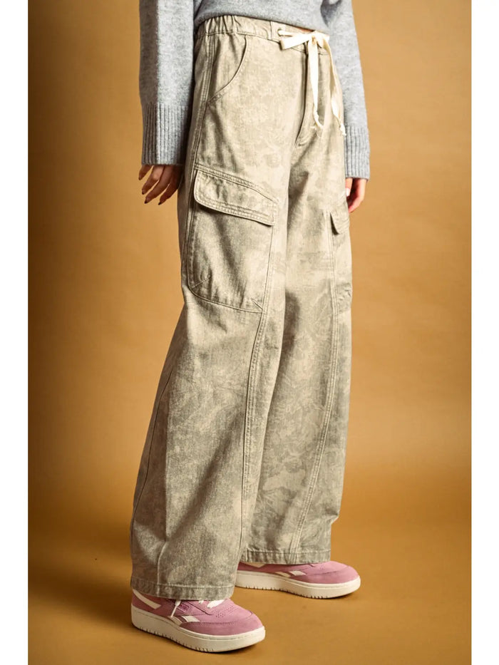 Brushed Print Cargo Pants