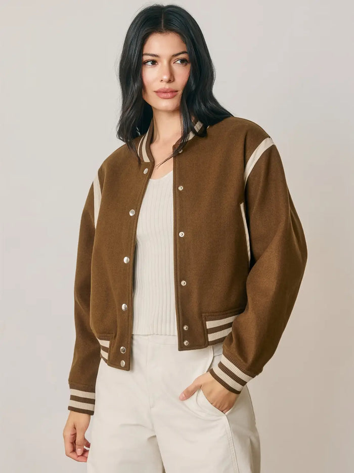 Shrunken Varsity Bomber Jacket