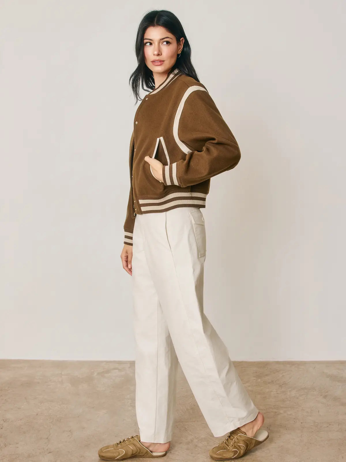 Shrunken Varsity Bomber Jacket