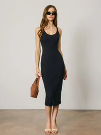 Scoop Neck Ribbed Maxi Dress