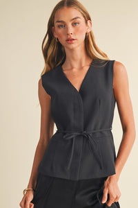 Peplum Tie-Waist Vest