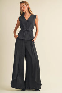 Peplum Tie-Waist Vest