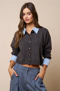 Trim Button Down Cardigan