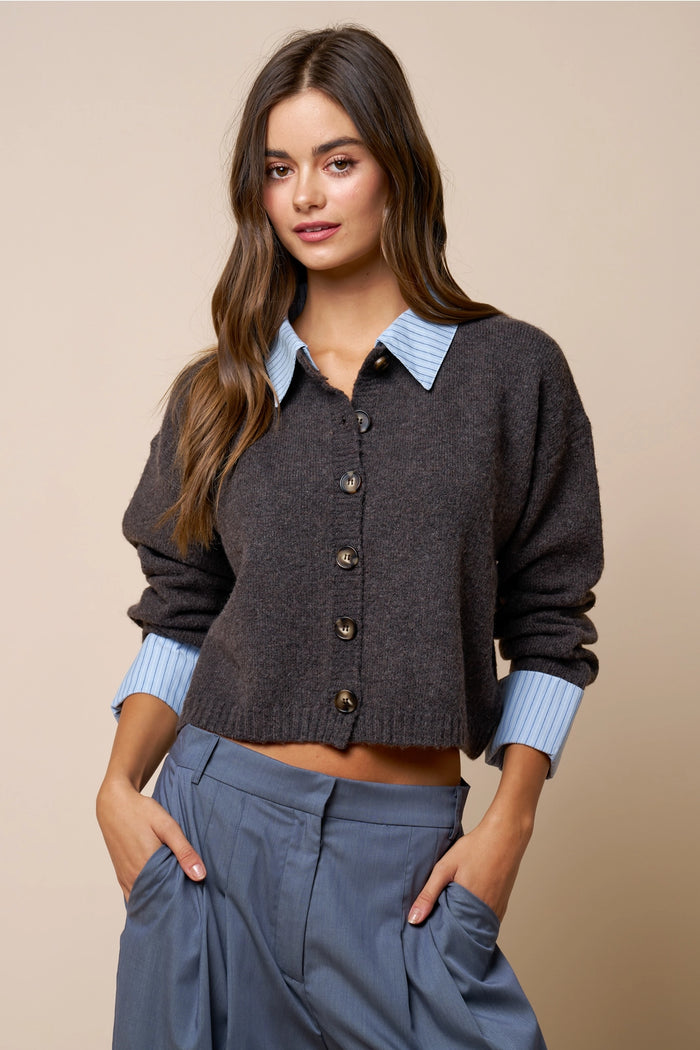 Trim Button Down Cardigan