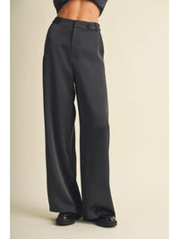 Side-Tab High-Waist Wide-Leg Trousers