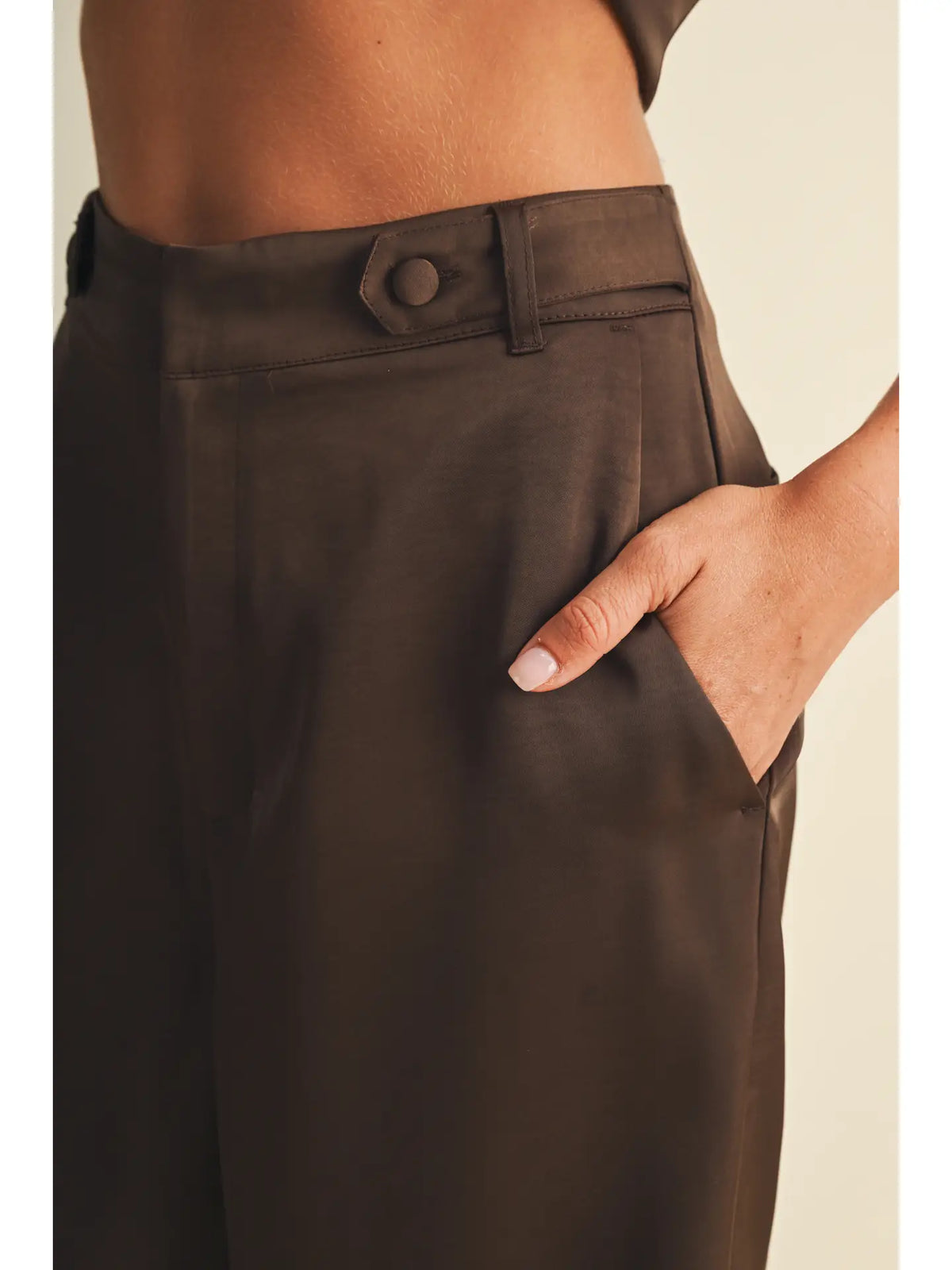 Side-Tab High-Waist Wide-Leg Trousers