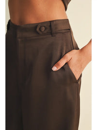 Side-Tab High-Waist Wide-Leg Trousers