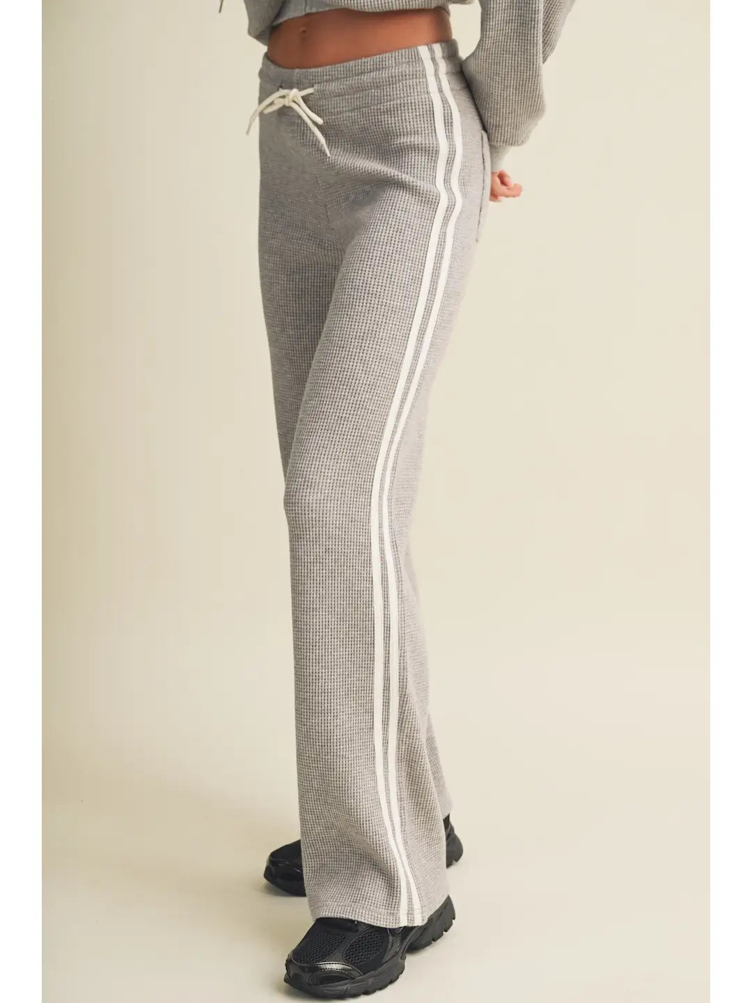 Side Stripe Cozy Waffle Knit Pants