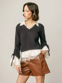 Satin & Lace Shirt Ruffle