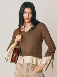 Satin & Lace Shirt Ruffle