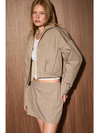 Houndstooth Volumed Hem Insulated Jacket